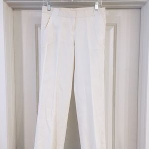 Bebe White Straight Leg Linen Dress Pant